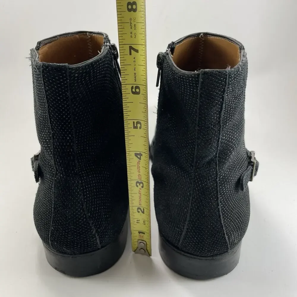 Mezlan Spain Black Suede Jodhpur Chelsea Boots Buckle Detailed Mens Size 10 M